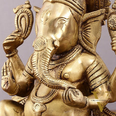 Unique Brass Lord Ganesha Statue - 9.5 Inch