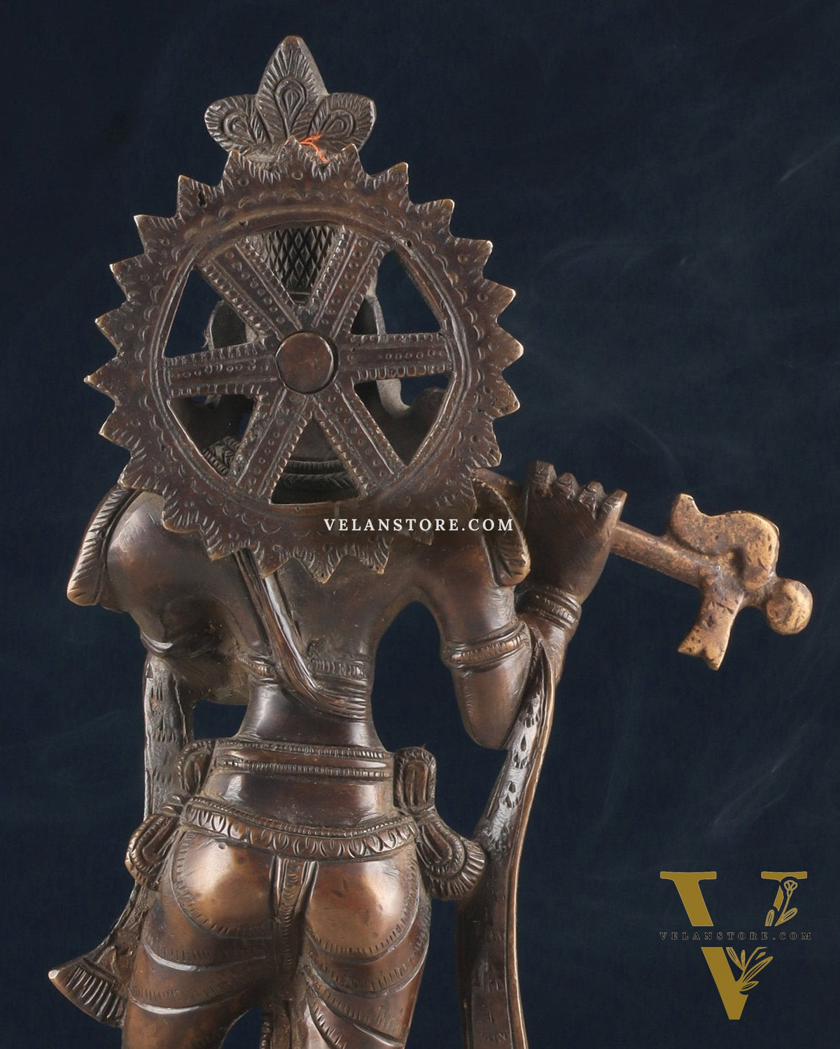Unique Brass Lord Krishna Statue with Copper Tone – Divine Krishna Idol (11 Inches)
