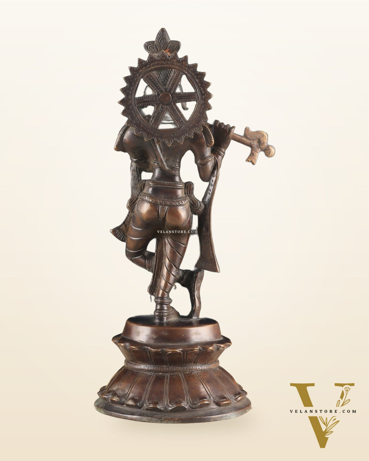 Unique Brass Lord Krishna Statue with Copper Tone – Divine Krishna Idol (11 Inches)