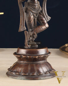 Unique Brass Lord Krishna Statue with Copper Tone – Divine Krishna Idol (11 Inches)