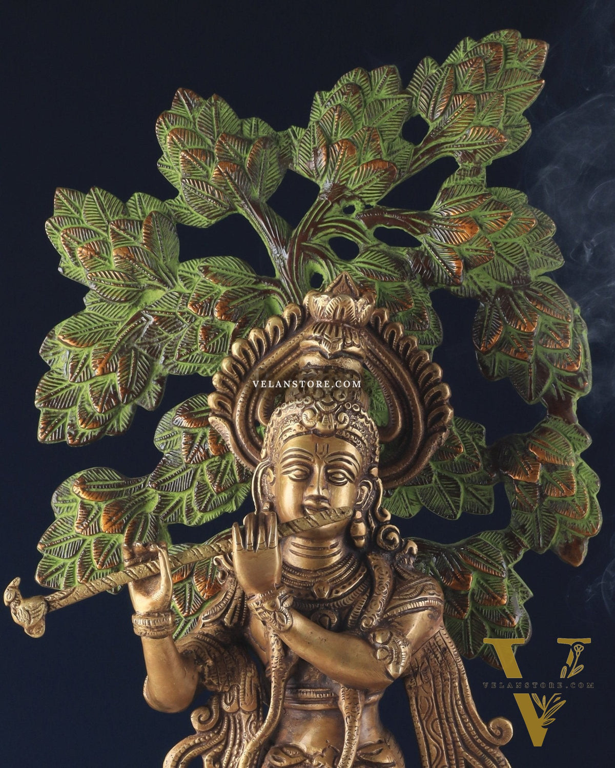 Unique Brass Lord Krishna with Kalpavriksha Tree Statue – 23" Tall, 12 kg
