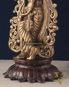 Unique Brass Lord Krishna with Kalpavriksha Tree Statue – 23" Tall, 12 kg