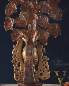 Unique Brass Lord Krishna with Kalpavriksha Tree Statue – 23" Tall, 12 kg