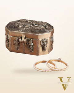 Unique Brass Lord Vishnu Multipurpose Storage Box with Dashavatar Carvings