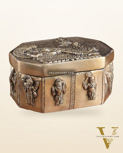 Unique Brass Lord Vishnu Multipurpose Storage Box with Dashavatar Carvings