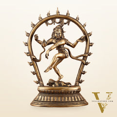 Unique Brass Nataraja Dancing Shiva Idol with Oval Arch - 12.5"