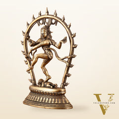 Unique Brass Nataraja Dancing Shiva Idol with Oval Arch - 12.5"