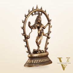 Unique Brass Nataraja Dancing Shiva Idol with Oval Arch - 12.5"