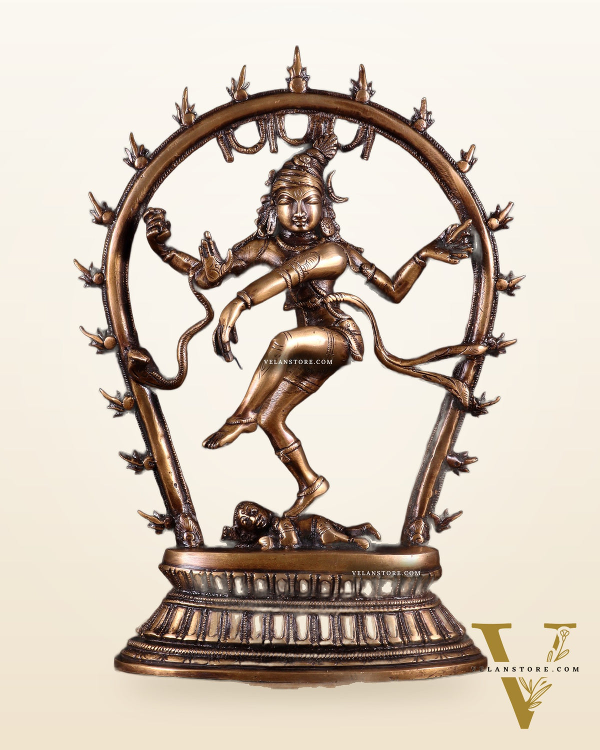 Unique Brass Nataraja Idol with Oval Arch - 12.5"