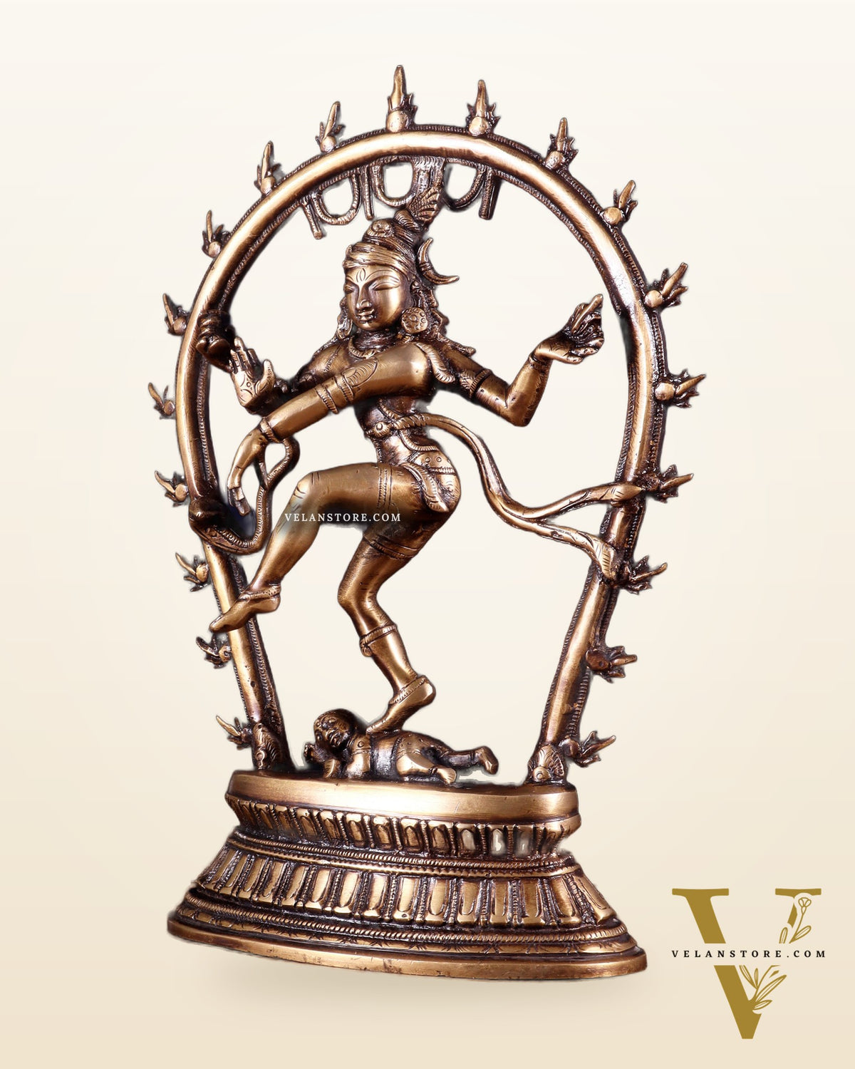 Unique Brass Nataraja Idol with Oval Arch - 12.5"