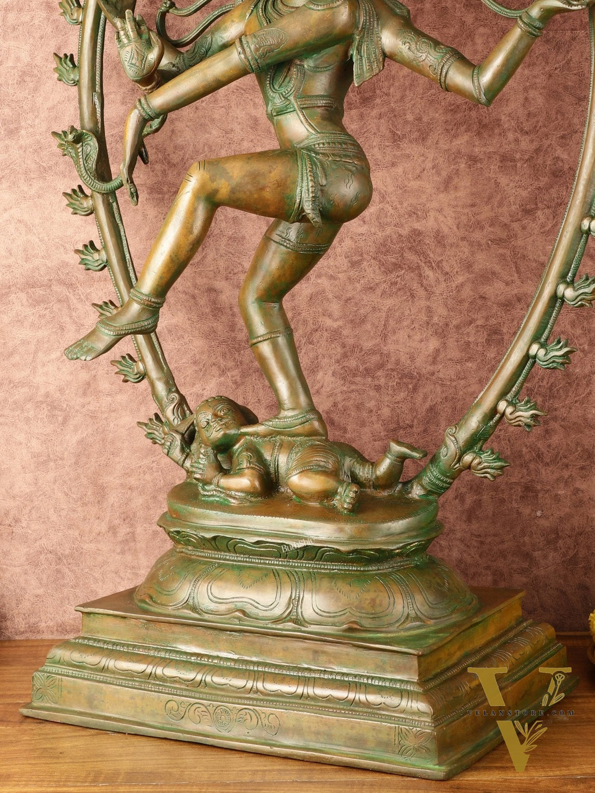 Unique Brass Nataraja Statue with Oval Arch - Antique Bronze Patina - 30" Tall