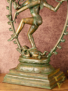 Unique Brass Nataraja Statue with Oval Arch - Antique Bronze Patina - 30" Tall