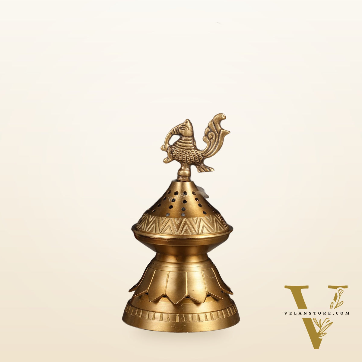 Unique Brass Peacock Loban Daam Dhoop Burner 6.5"