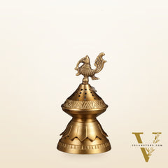 Unique Brass Peacock Loban Daam Dhoop Burner 6.5"
