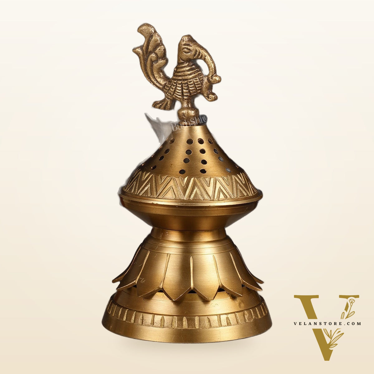 Unique Brass Peacock Loban Daam Dhoop Burner 6.5"