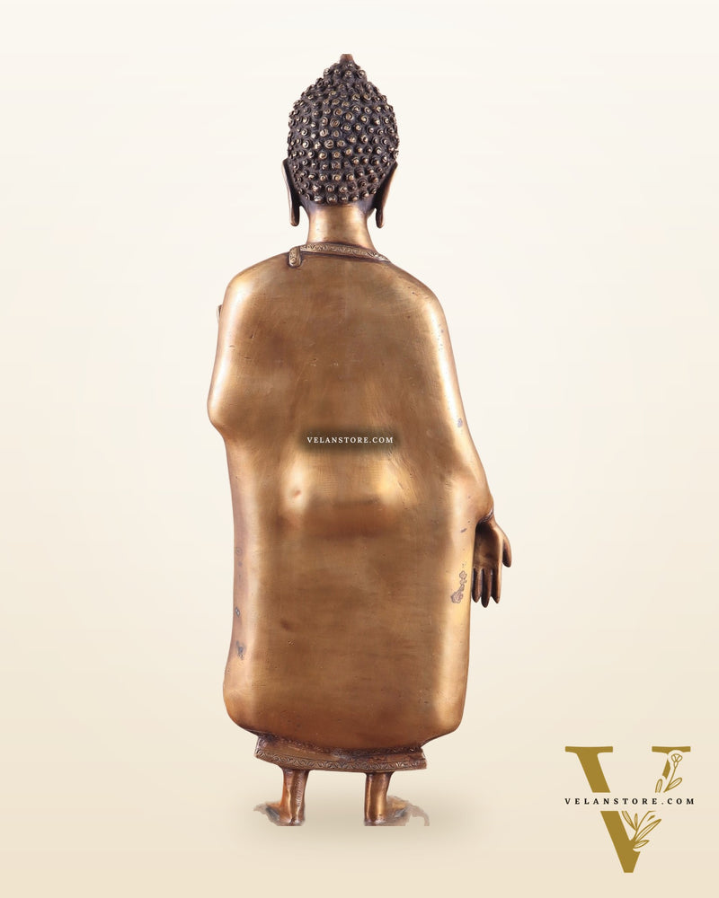 Unique Brass Standing Buddha Statue 22"