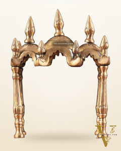 Unique Brass Triple-Arched Home Temple – 10.7" x 8.5" x 5.4" | Elegant Shrine for Small Deities