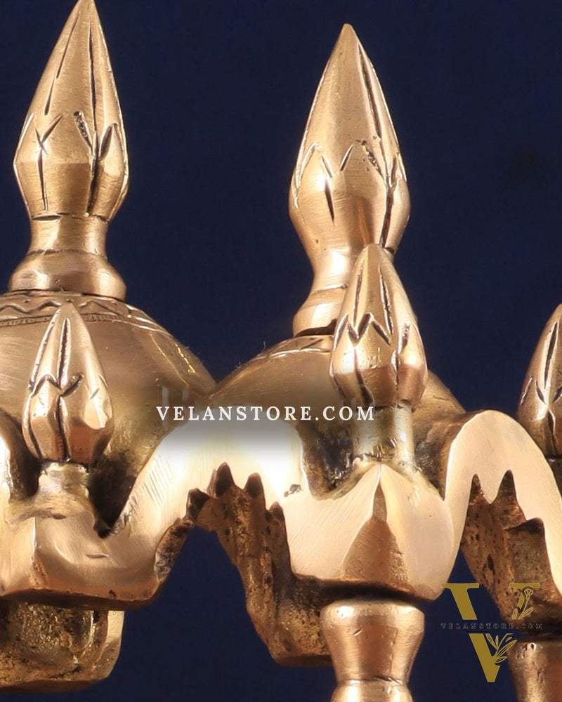 Unique Brass Triple-Arched Home Temple – 10.7" x 8.5" x 5.4" | Elegant Shrine for Small Deities
