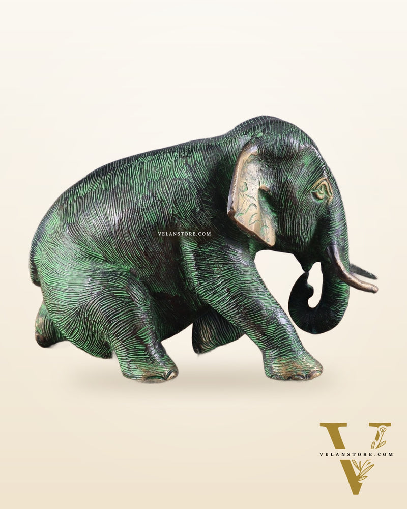 Unique Brass Vintage Baby Elephant Showpiece – 6 Inches Tall