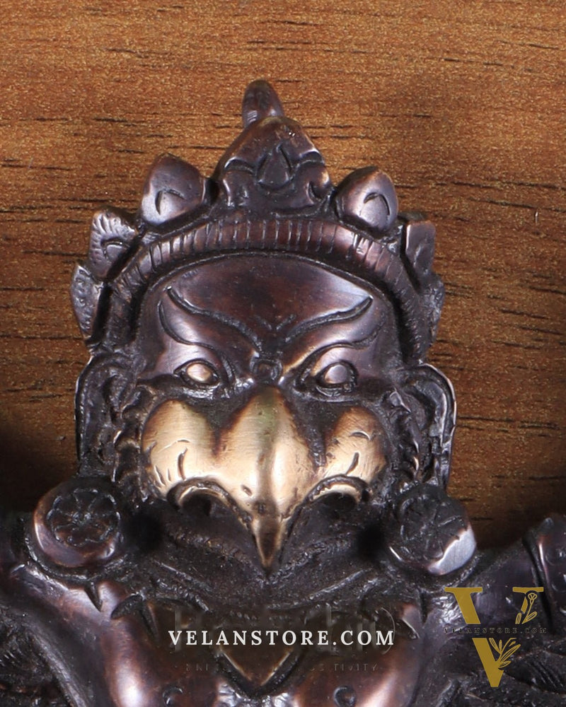 Unique Brass Wall Hanging Flying Garuda Idol 5" Chola brown tone
