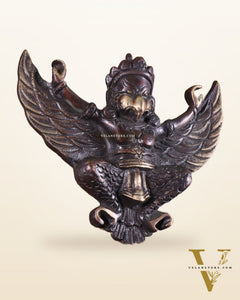 Unique Brass Wall Hanging Flying Garuda Idol 5" Chola brown tone