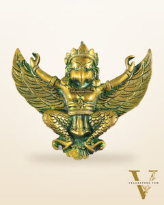 Unique Brass Wall Hanging Flying Garuda Idol 5" Green effect
