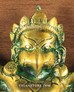 Unique Brass Wall Hanging Flying Garuda Idol 5" Green effect