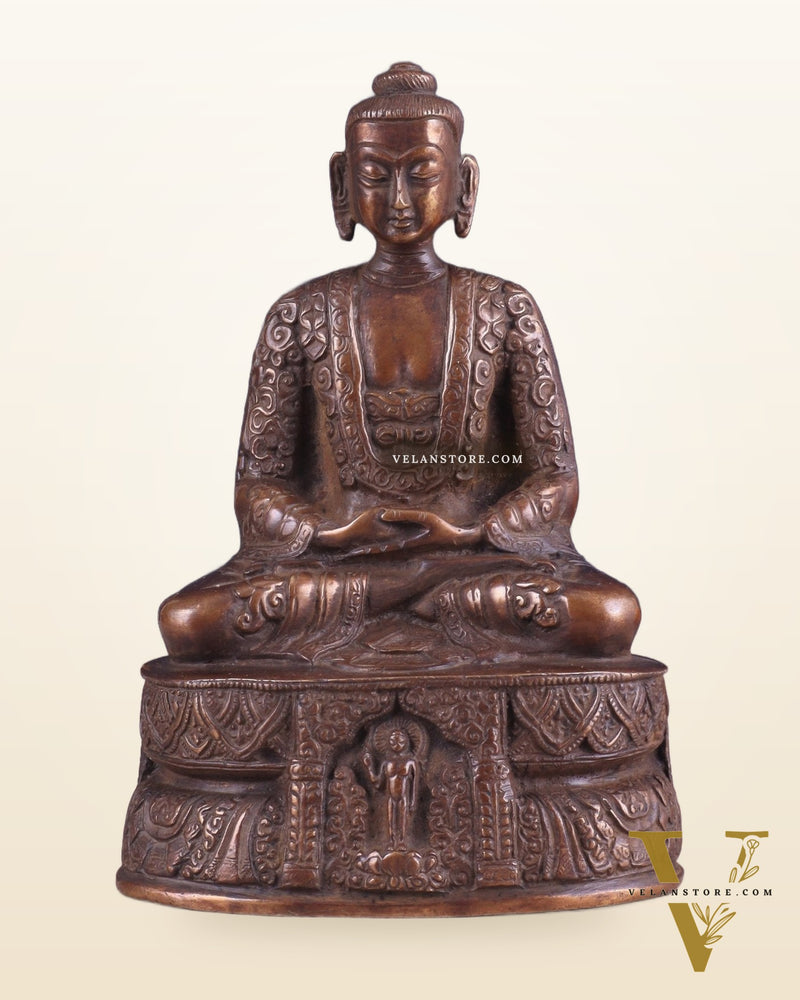 Unique Buddha in Deep Meditation Brass Statue | Intricate Craftsmanship 7"
