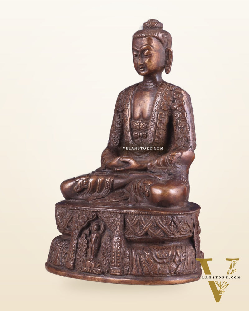 Unique Buddha in Deep Meditation Brass Statue | Intricate Craftsmanship 7"