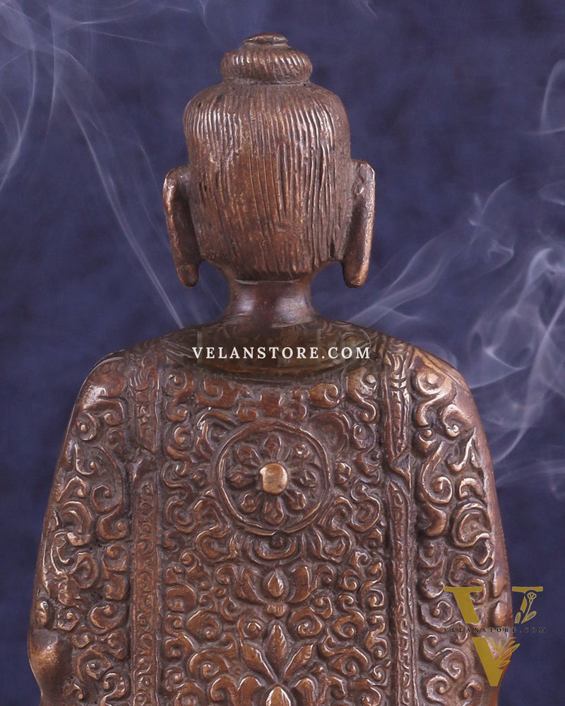 Unique Buddha in Deep Meditation Brass Statue | Intricate Craftsmanship 7"