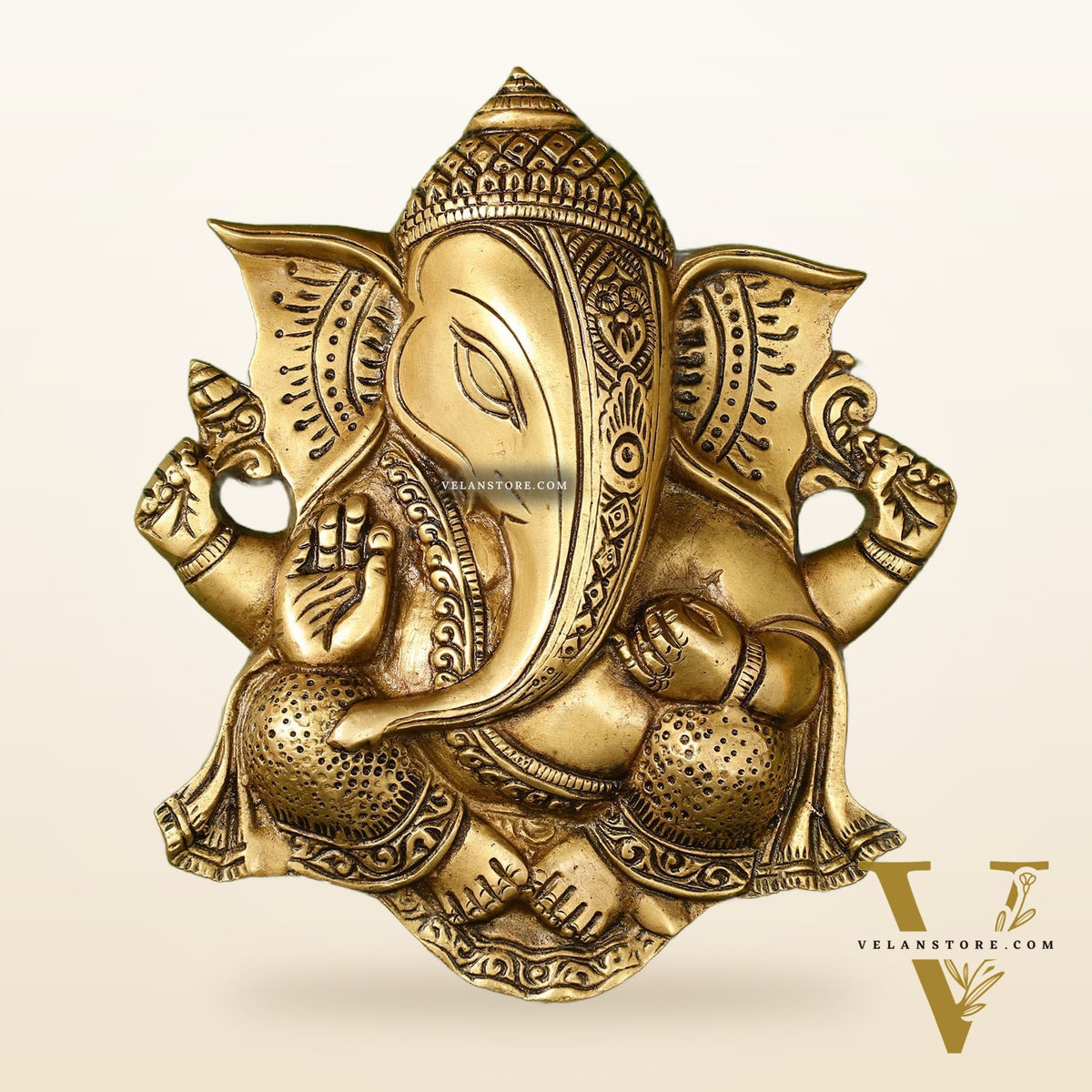 Unique Design Brass Ganesha Wall Hanging - 8.5 x 7.5 inch