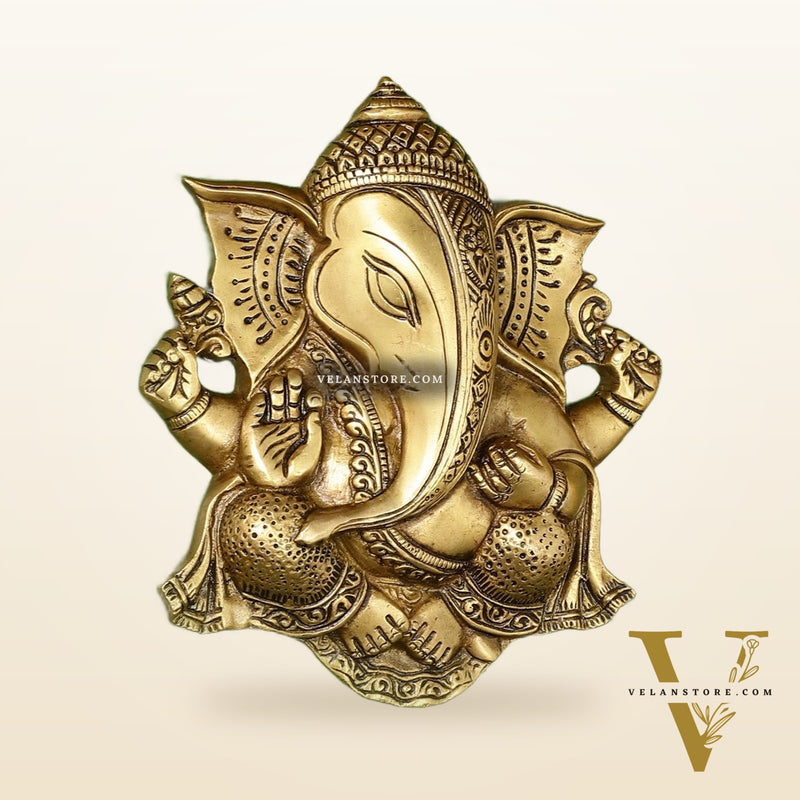 Unique Design Brass Ganesha Wall Hanging - 8.5 x 7.5 inch