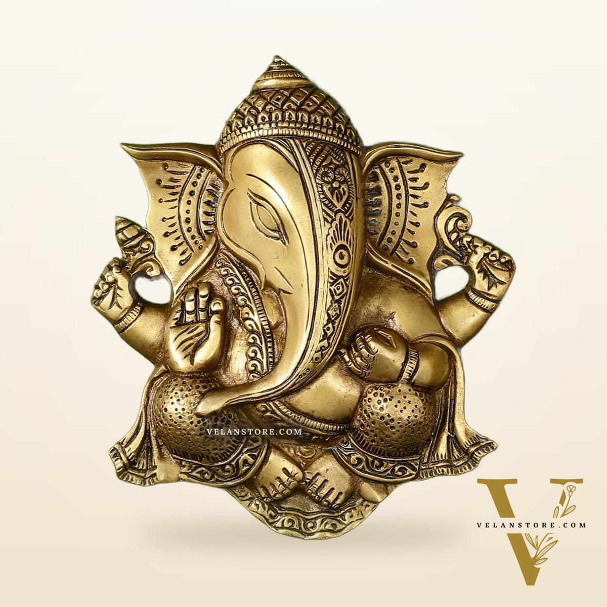 Unique Design Brass Ganesha Wall Hanging - 8.5 x 7.5 inch