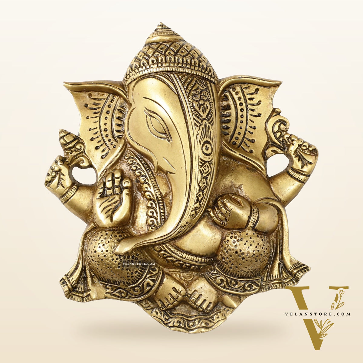 Unique Design Brass Ganesha Wall Hanging - 8.5 x 7.5 inch