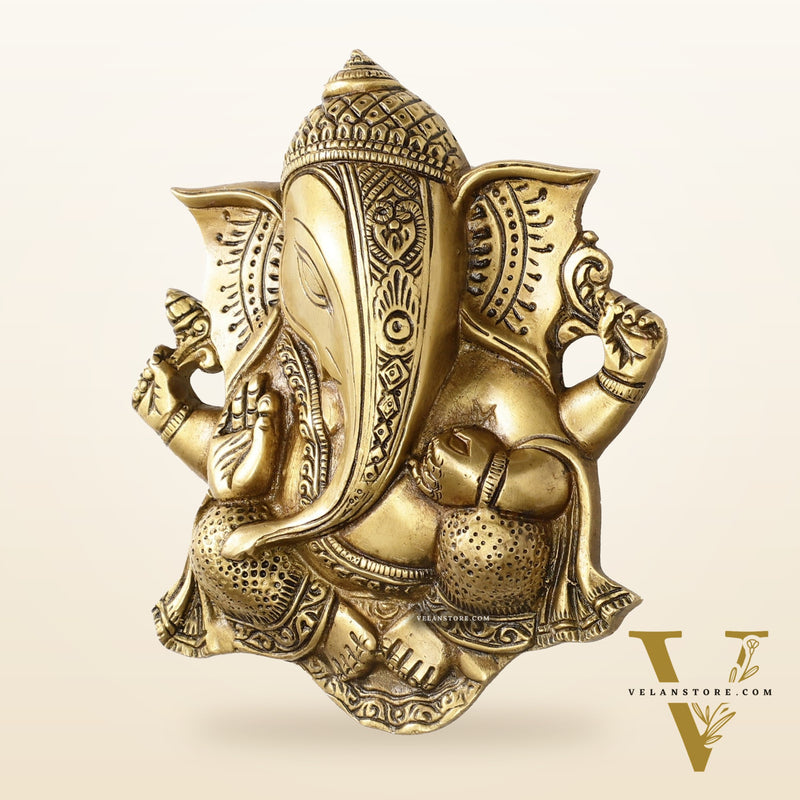 Unique Design Brass Ganesha Wall Hanging - 8.5 x 7.5 inch