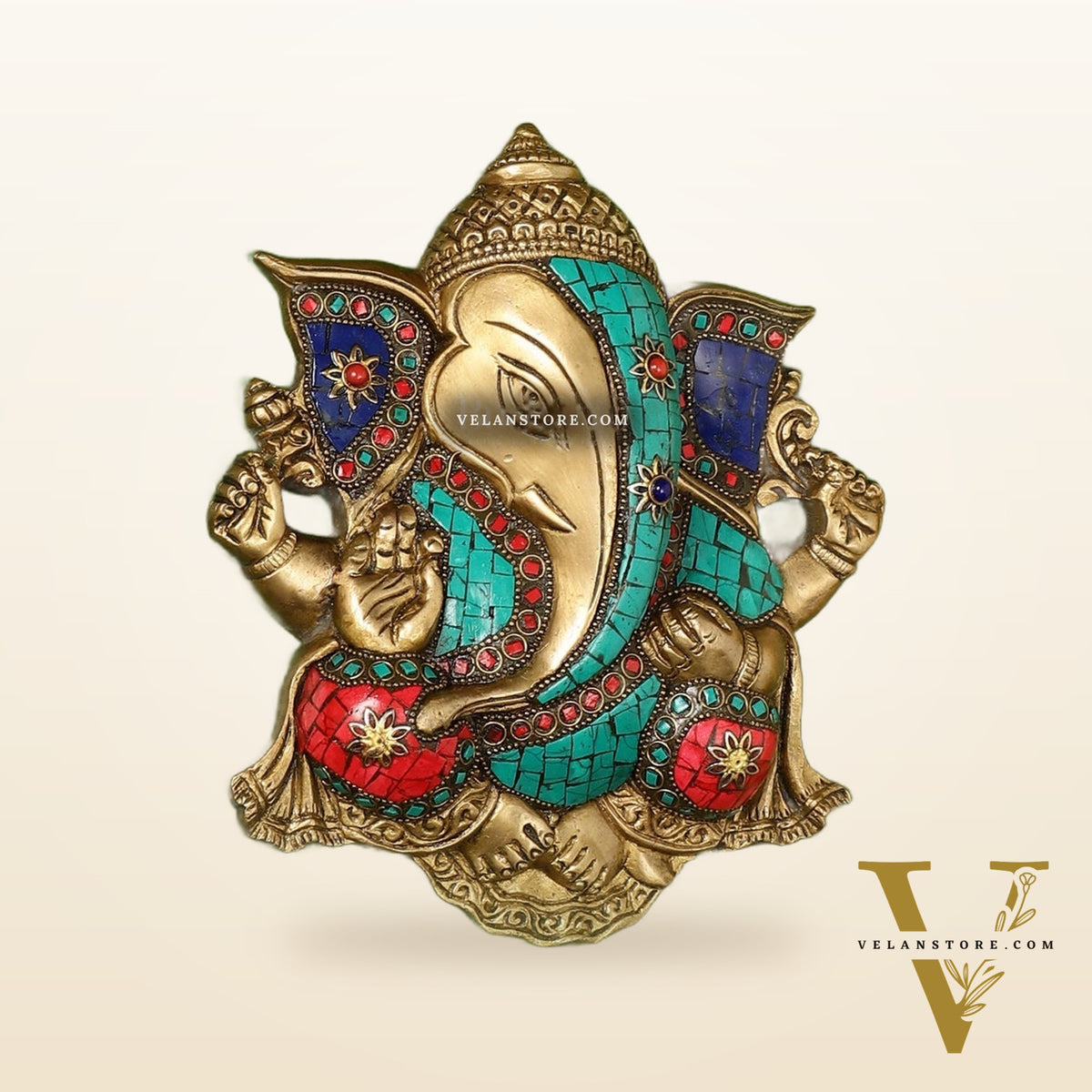 Unique Design Brass Ganesha Wall Hanging - 8.5 x 7.5 inch