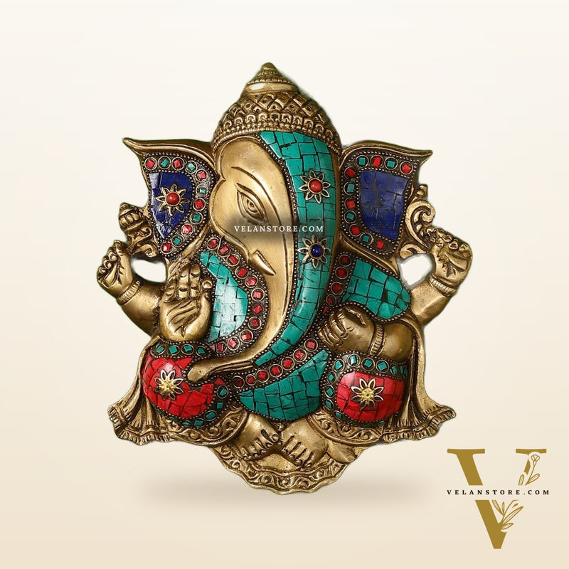 Unique Design Brass Ganesha Wall Hanging - 8.5 x 7.5 inch