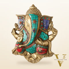Unique Design Brass Ganesha Wall Hanging - 8.5 x 7.5 inch