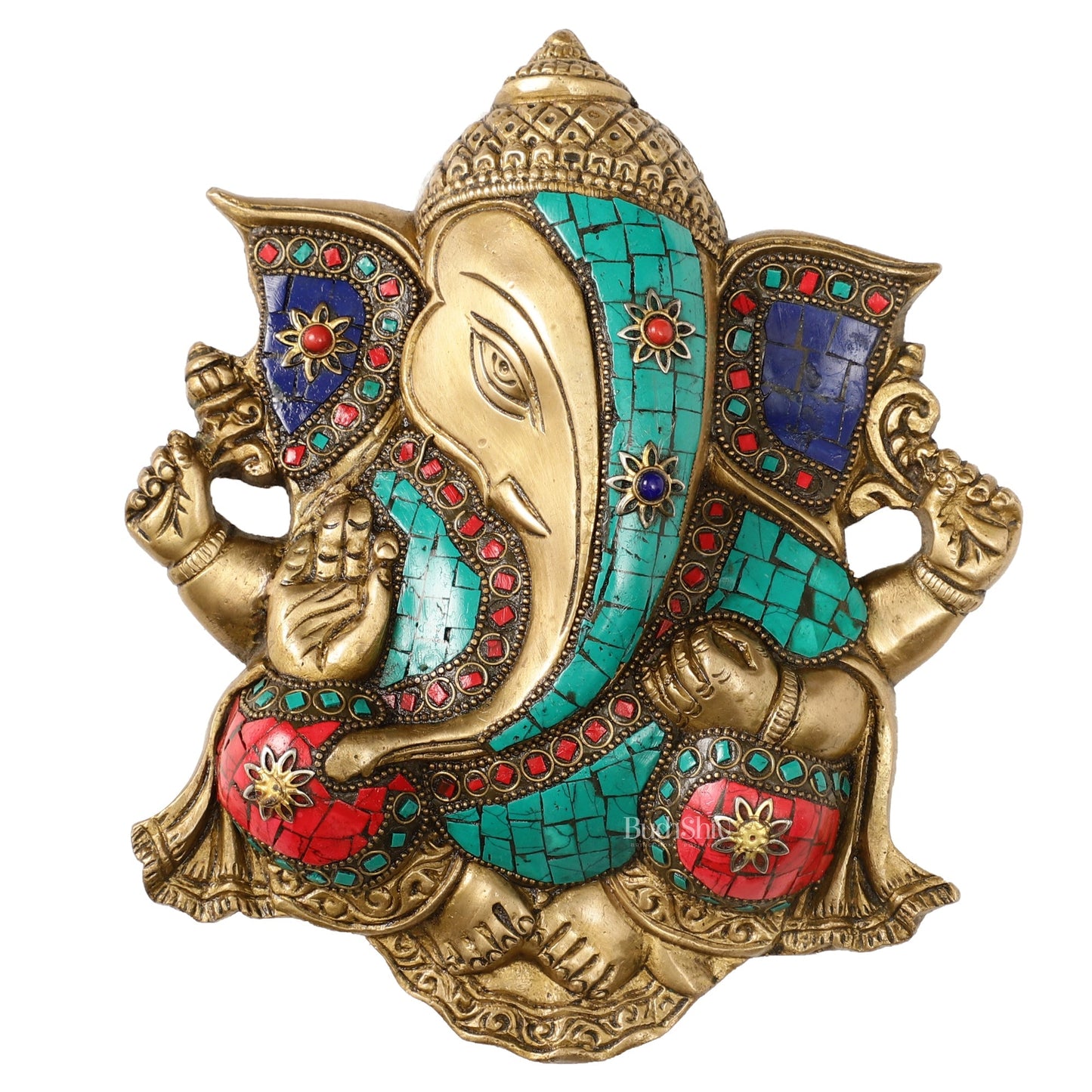 Unique Design Brass Ganesha Wall Hanging - 8.5 x 7.5 inch