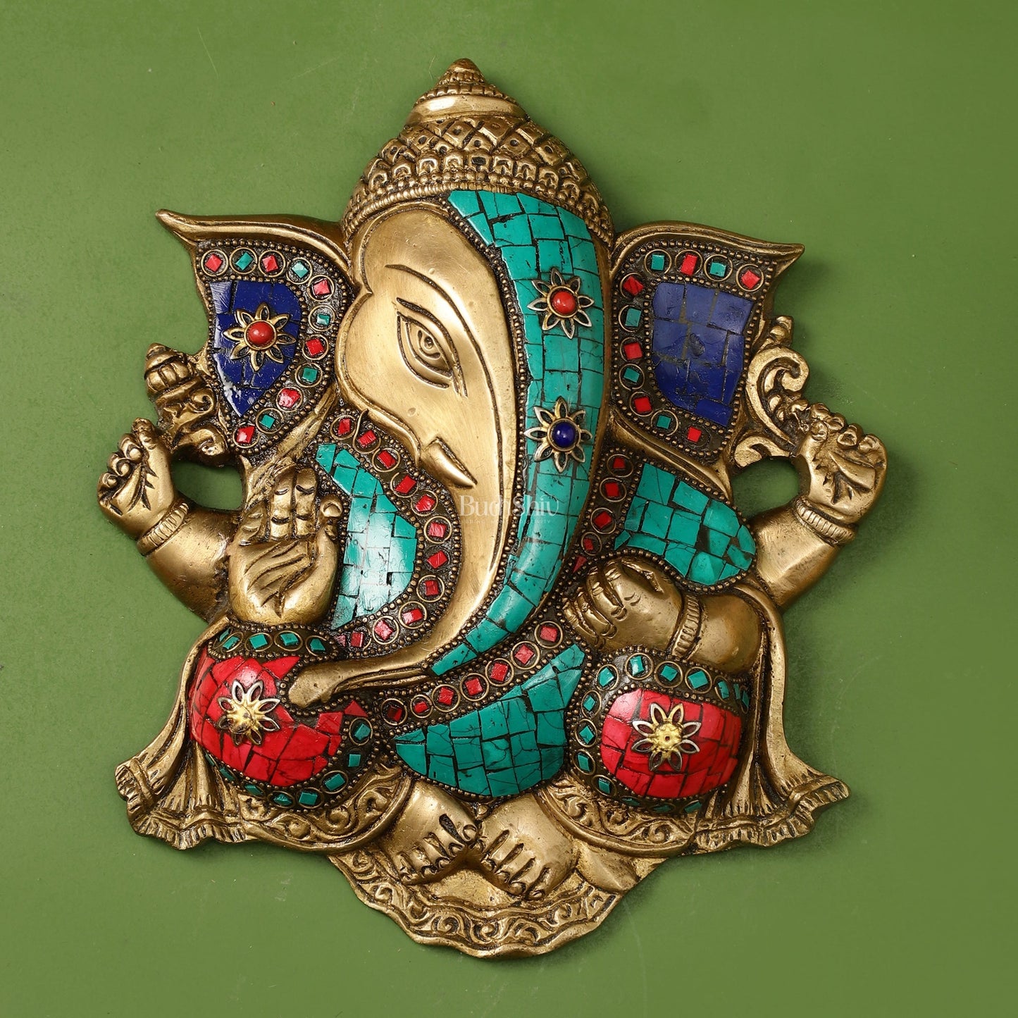 Unique Design Brass Ganesha Wall Hanging - 8.5 x 7.5 inch