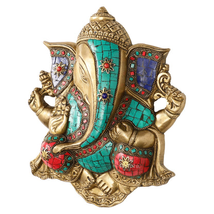 Unique Design Brass Ganesha Wall Hanging - 8.5 x 7.5 inch