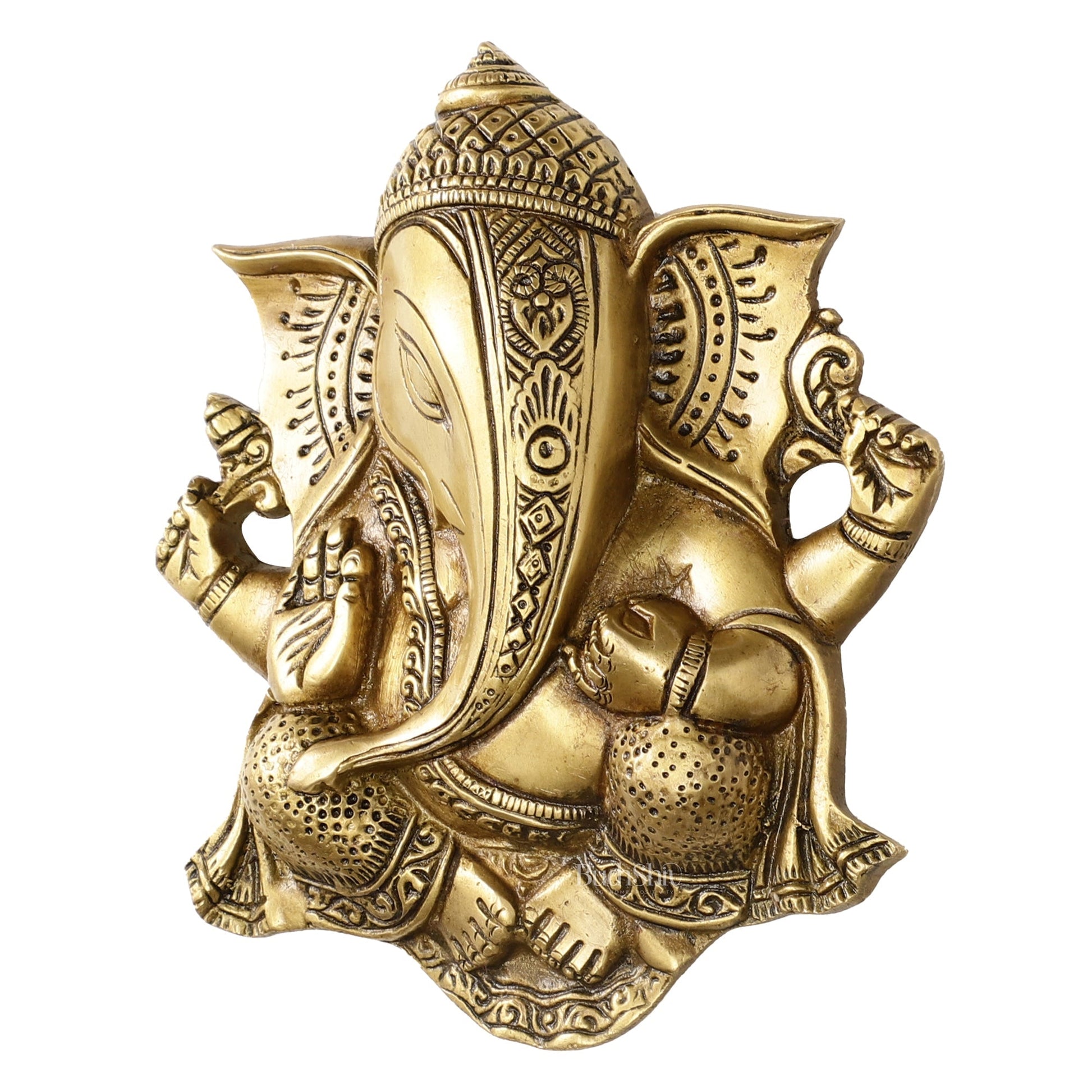 Unique Design Brass Ganesha Wall Hanging - 8.5 x 7.5 inch