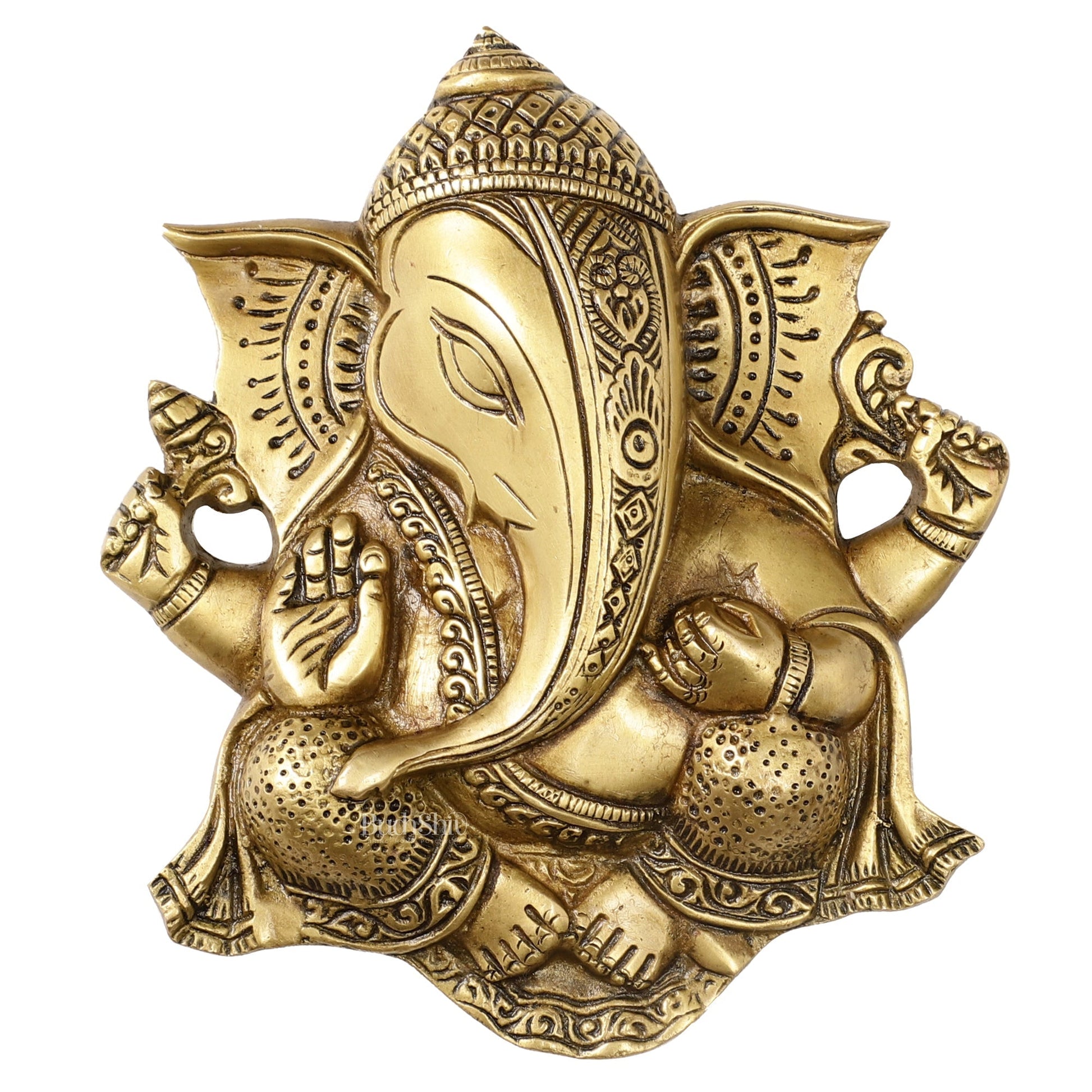 Unique Design Brass Ganesha Wall Hanging - 8.5 x 7.5 inch