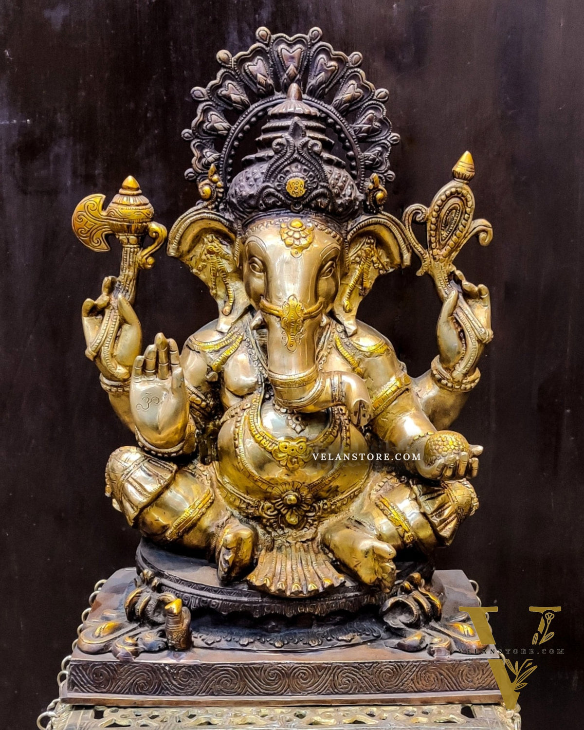 Unique Dual Finish Brass Idol with Intricate Jewellery - Height 20 inches
