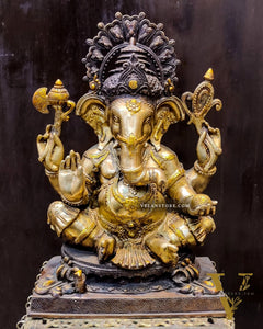 Unique Dual Finish Brass Idol with Intricate Jewellery - Height 20 inches