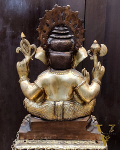 Unique Dual Finish Brass Idol with Intricate Jewellery - Height 20 inches