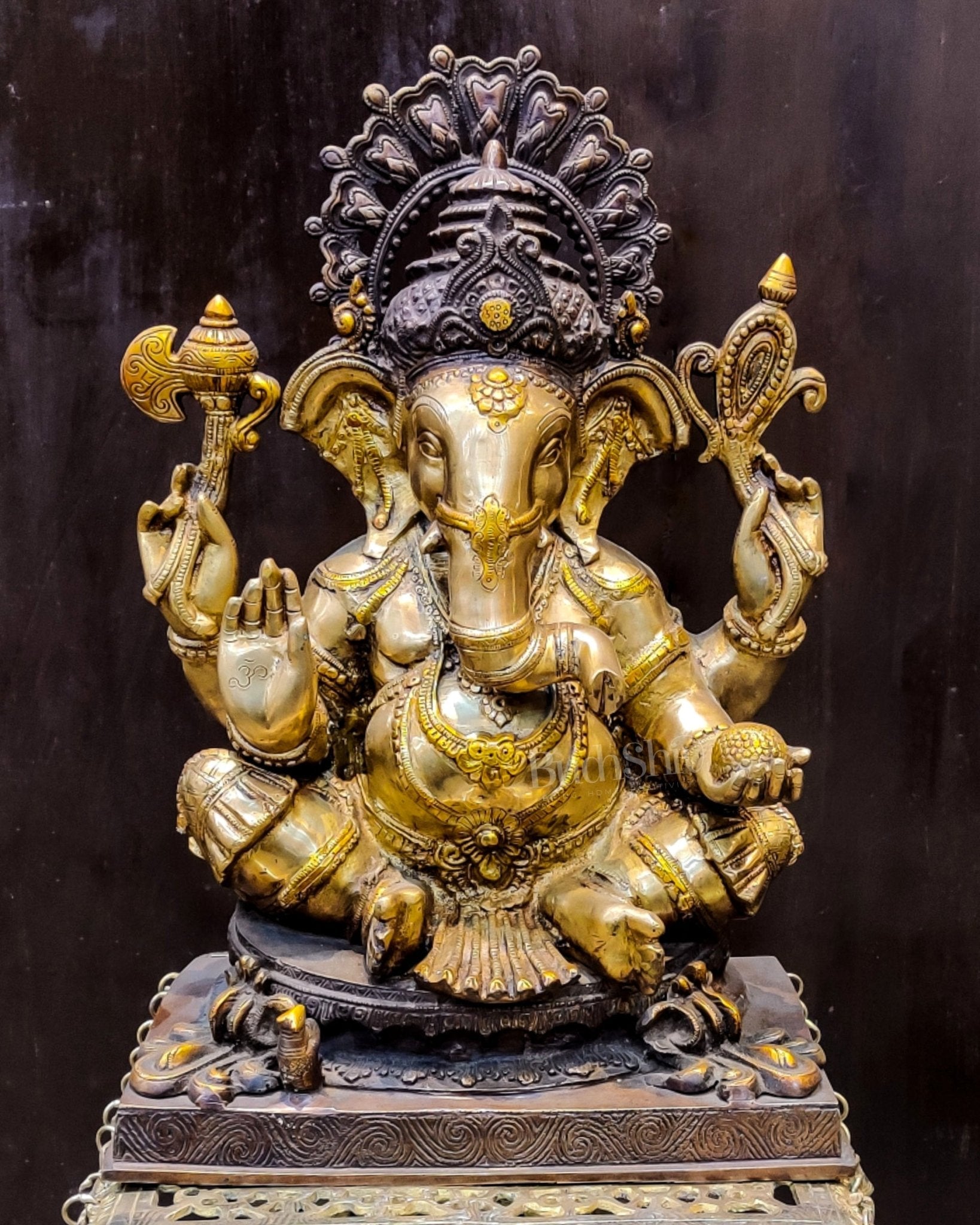 Unique Dual Finish Brass Idol with Intricate Jewellery - Height 20 inches