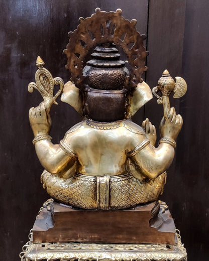 Unique Dual Finish Brass Idol with Intricate Jewellery - Height 20 inches