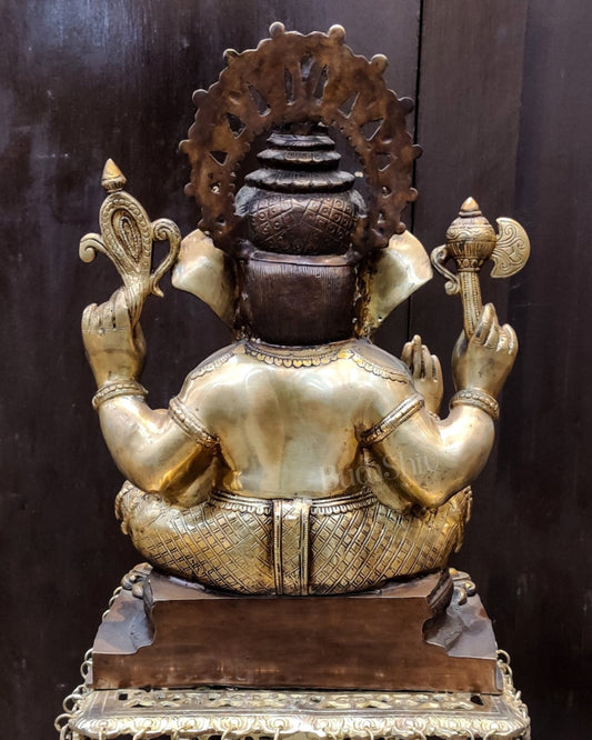 Unique Dual Finish Brass Idol with Intricate Jewellery - Height 20 inches