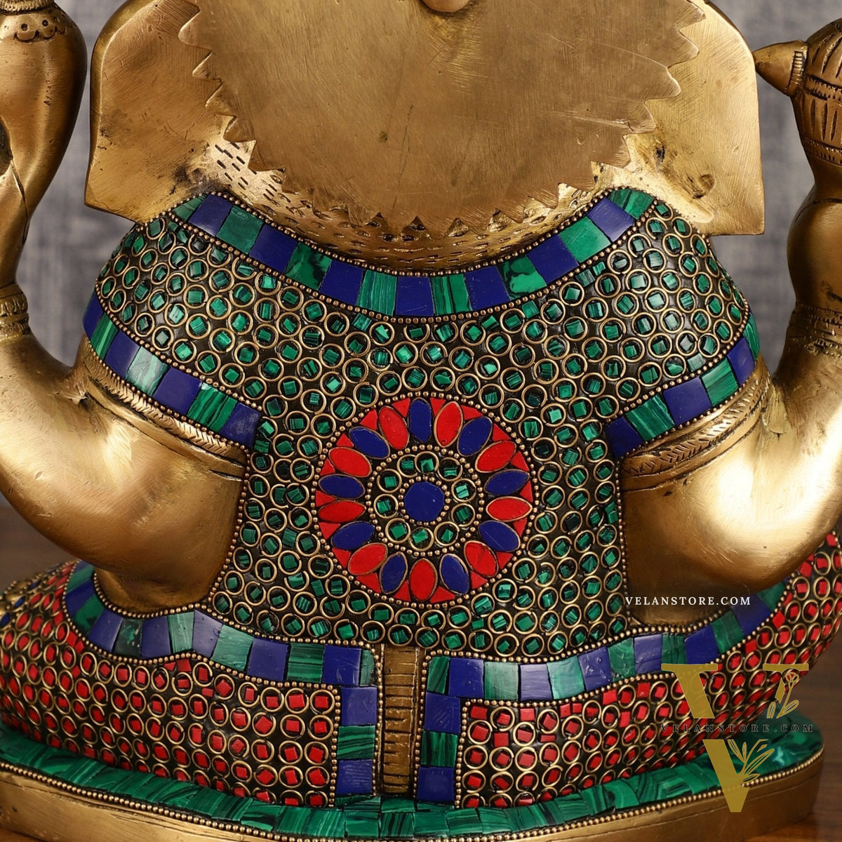 Unique Ganapati Brass Statue with Meenakari | 13.2 Inch